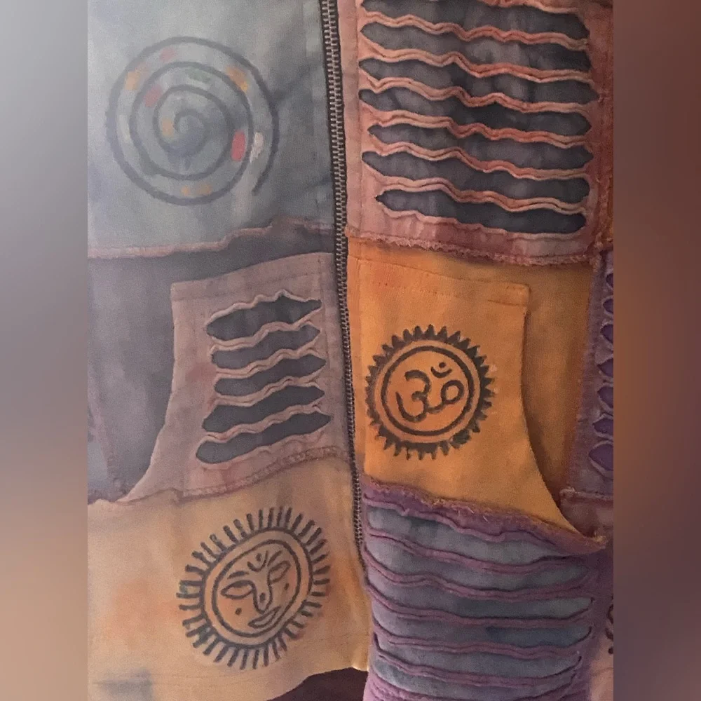 Rising International M hippy new age bohemian jacket vintage patch boho Nepal - Picture 7 of 7